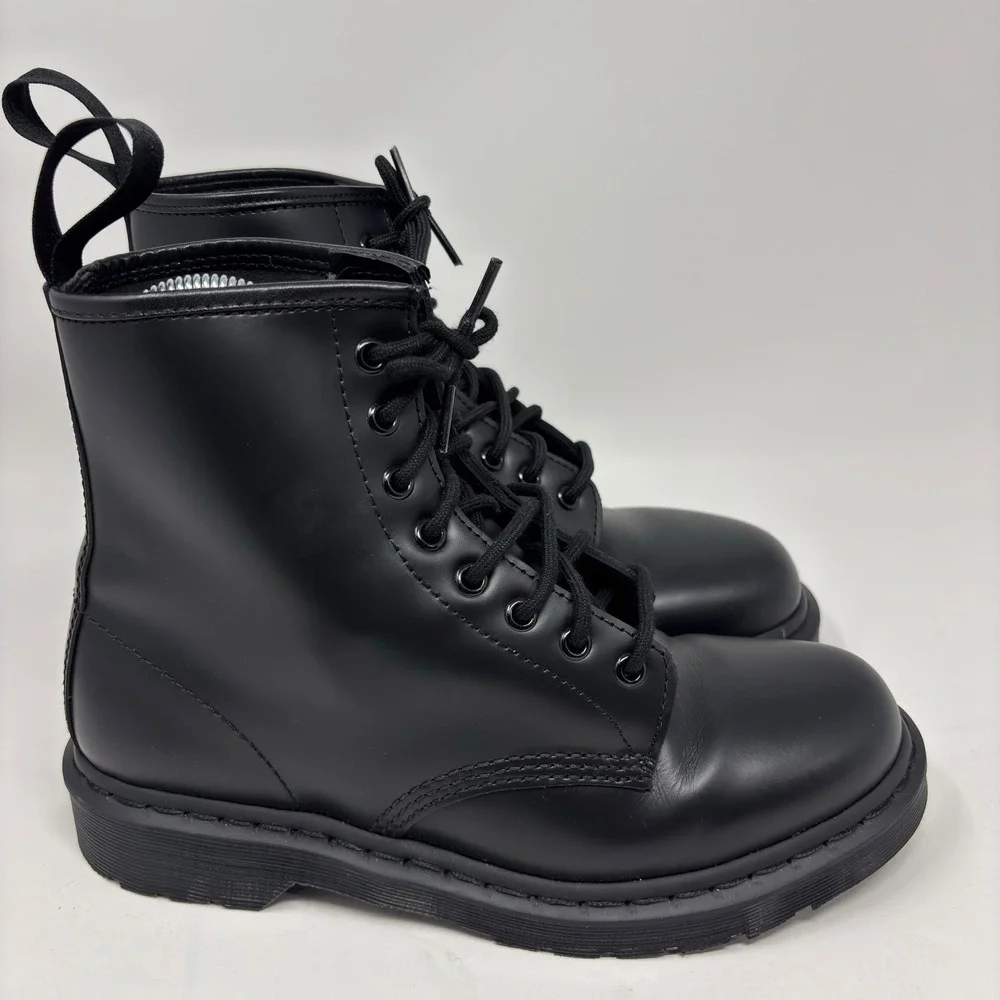 Dr Martens 1460 Mono Black Leather Boots Men's 9/10 Anisomelia Mismatch Pair